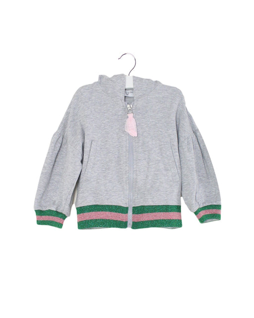 A Grey Zippered Sweatshirts from Monnalisa in size 4T for girl. (Front View)
