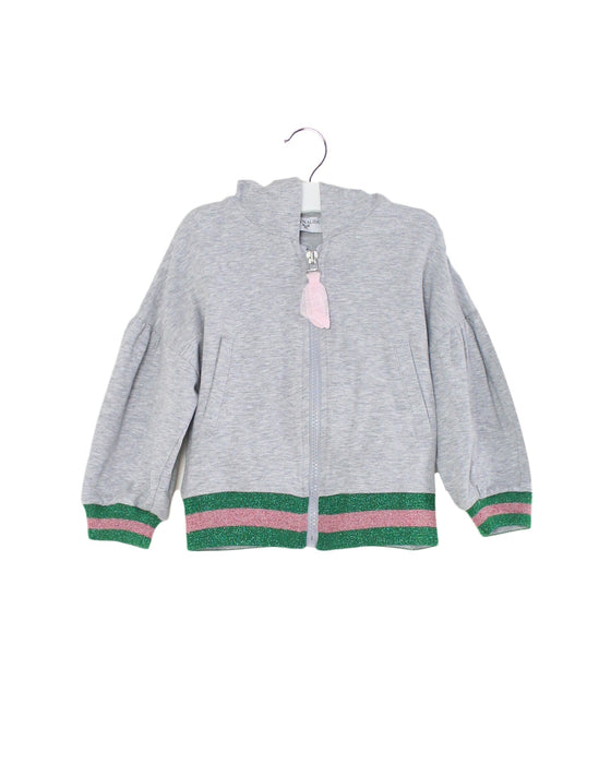 A Grey Zippered Sweatshirts from Monnalisa in size 4T for girl. (Front View)