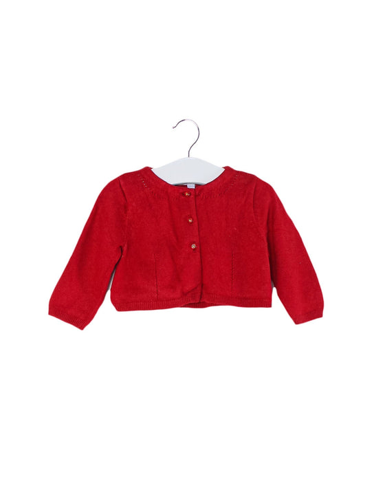 A Red Cardigans from Jacadi in size 3-6M for girl. (Front View)