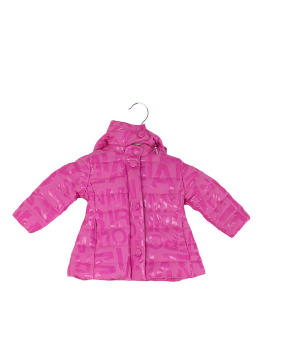 A Pink Puffer/Quilted Jackets from Emporio Armani in size 3-6M for girl. (Front View)