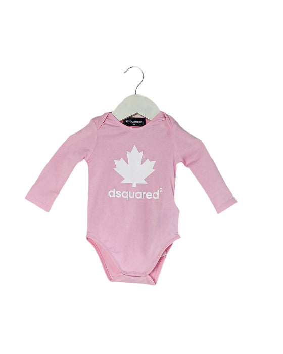 A Pink Long Sleeve Bodysuits from DSquared2 in size 0-3M for girl. (Front View)