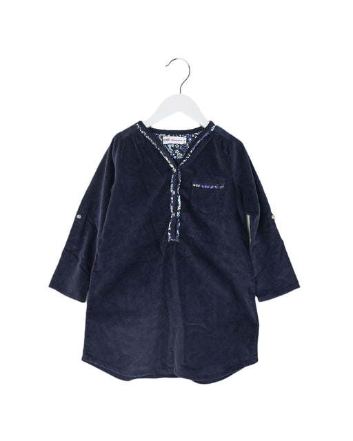 A Navy Long Sleeve Dresses from Little Mercerie in size 4T for girl. (Front View)