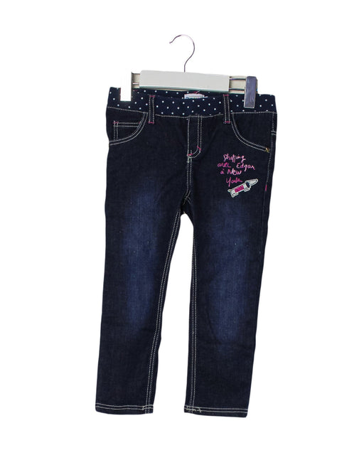 A Navy Jeans from Petits in size 3T for girl. (Front View)