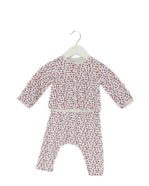 A Red Pyjama Sets from Petit Bateau in size 3-6M for girl. (Front View)