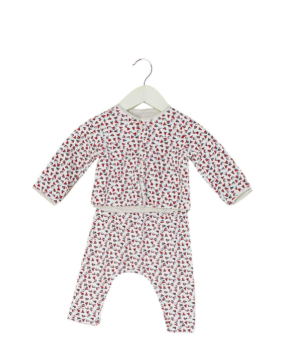 A Red Pyjama Sets from Petit Bateau in size 3-6M for girl. (Front View)
