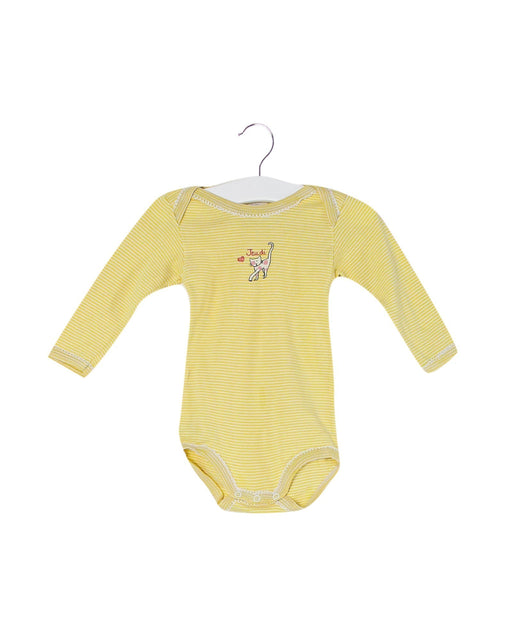 A Yellow Long Sleeve Bodysuits from Petit Bateau in size 3-6M for girl. (Front View)