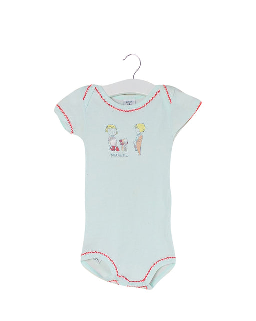 A Blue Short Sleeve Bodysuits from Petit Bateau in size 3-6M for girl. (Front View)
