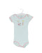 A Blue Short Sleeve Bodysuits from Petit Bateau in size 3-6M for girl. (Front View)
