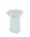 A Blue Short Sleeve Bodysuits from Petit Bateau in size 3-6M for girl. (Front View)