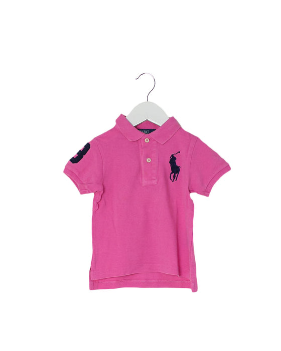 A Pink Short Sleeve Polos from Polo Ralph Lauren in size 6-12M for girl. (Front View)