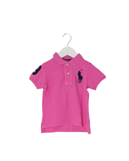 A Pink Short Sleeve Polos from Polo Ralph Lauren in size 6-12M for girl. (Front View)