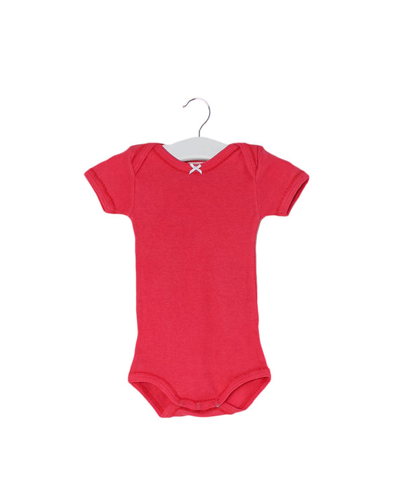 A Pink Short Sleeve Bodysuits from Petit Bateau in size 0-3M for girl. (Front View)