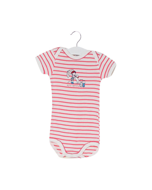 A Pink Short Sleeve Bodysuits from Petit Bateau in size 3-6M for girl. (Front View)