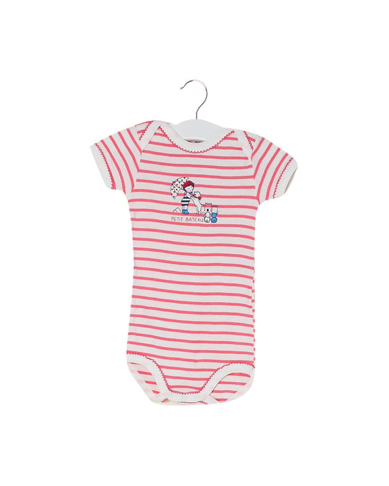 A Pink Short Sleeve Bodysuits from Petit Bateau in size 3-6M for girl. (Front View)