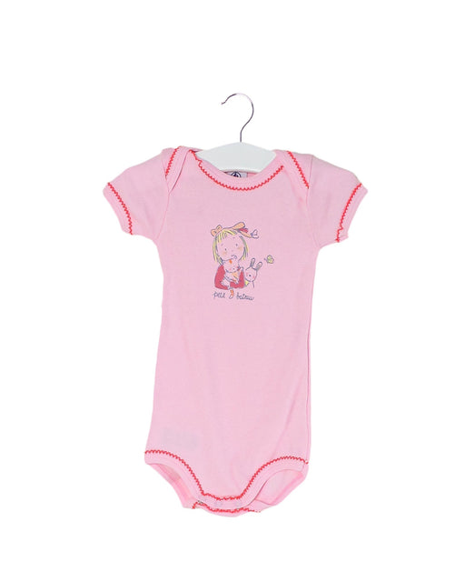 A Pink Short Sleeve Bodysuits from Petit Bateau in size 3-6M for girl. (Front View)