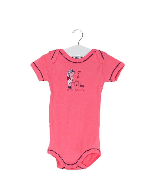 A Pink Short Sleeve Bodysuits from Petit Bateau in size 3-6M for girl. (Front View)