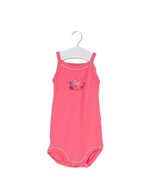 A Pink Sleeveless Bodysuits from Petit Bateau in size 3-6M for girl. (Front View)
