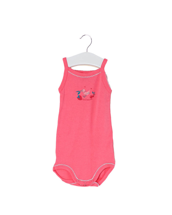 A Pink Sleeveless Bodysuits from Petit Bateau in size 3-6M for girl. (Front View)