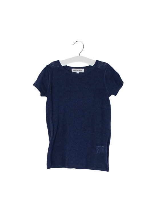 A Navy Short Sleeve Tops from Excuse My French in size 6T for girl. (Front View)