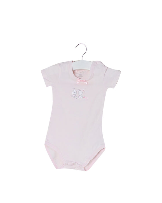 A Pink Short Sleeve Bodysuits from Chicco in size 6-12M for girl. (Front View)