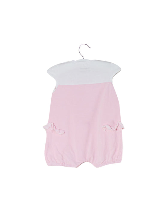 A Pink Short Sleeve Rompers from Mayoral in size 3-6M for girl. (Back View)