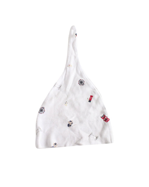 A White Beanies from The Little White Company in size 3-6M for boy. (Front View)