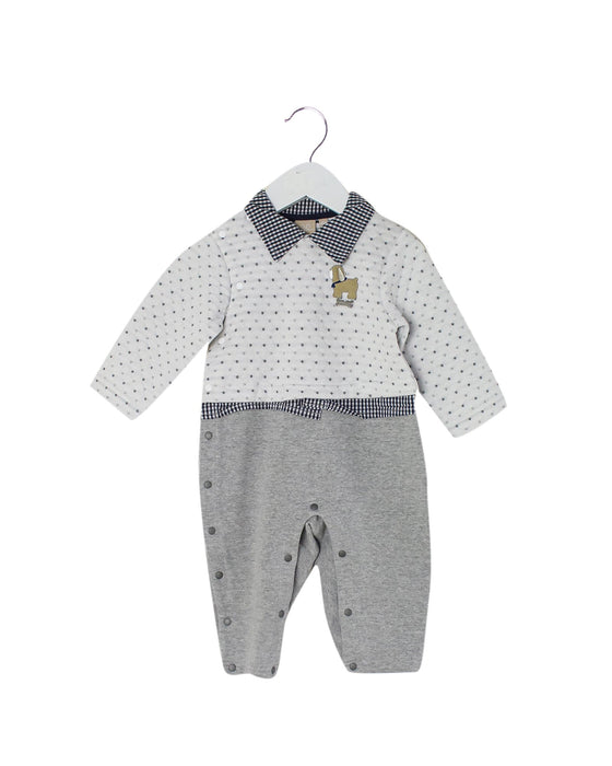 A Grey Long Sleeve Jumpsuits from Chickeeduck in size 6-12M for boy. (Front View)