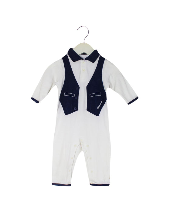 A White Long Sleeve Jumpsuits from Chickeeduck in size 6-12M for boy. (Front View)