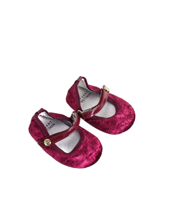 A Burgundy Flats from Stuart Weitzman in size 0-3M for girl. (Front View)