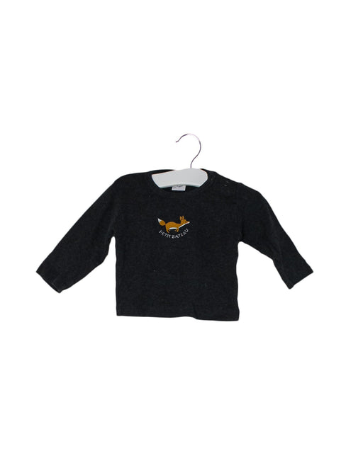 A Grey Long Sleeve Tops from Petit Bateau in size 0-3M for boy. (Front View)
