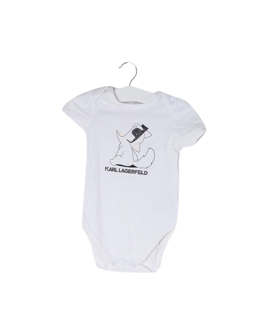 A White Short Sleeve Bodysuits from Karl Lagerfeld in size 3-6M for girl. (Front View)
