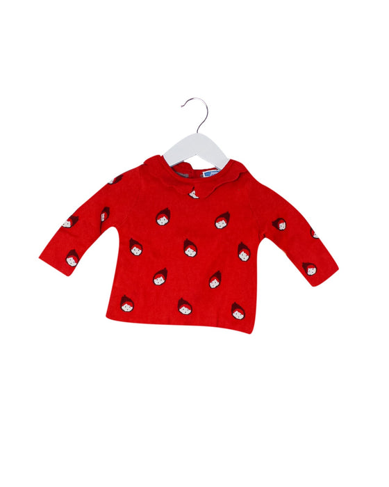 A Red Knit Sweaters from Jacadi in size 3-6M for girl. (Front View)