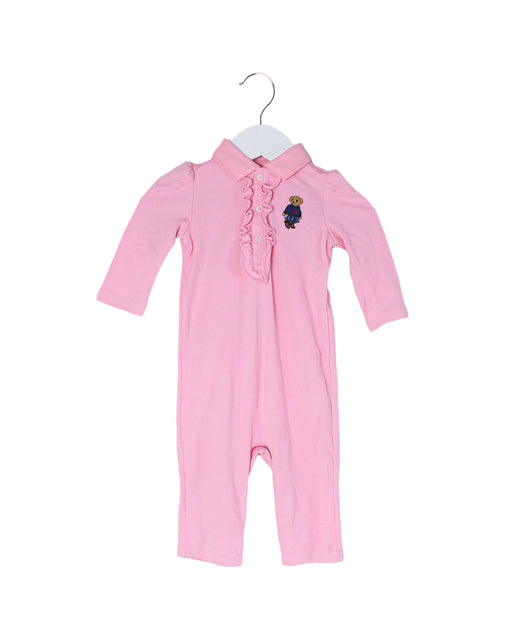 A Pink Long Sleeve Jumpsuits from Ralph Lauren in size 3-6M for girl. (Front View)