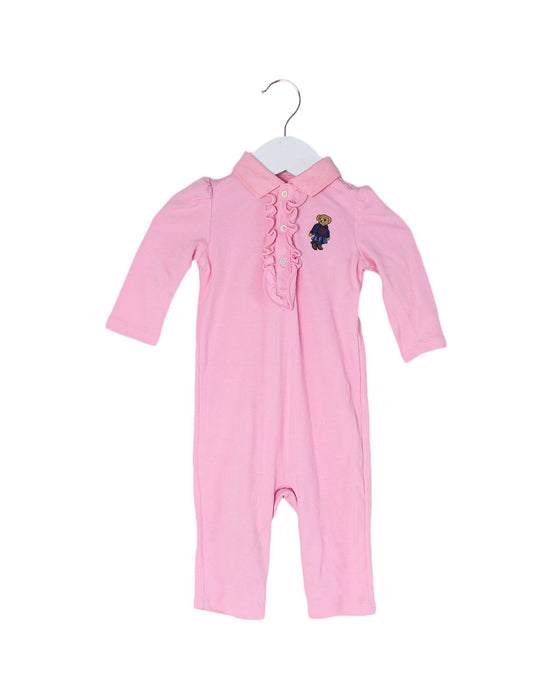 A Pink Long Sleeve Jumpsuits from Ralph Lauren in size 3-6M for girl. (Front View)