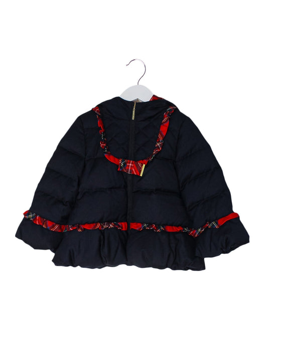 A Navy Puffer/Quilted Jackets from Nicholas & Bears in size 4T for girl. (Front View)