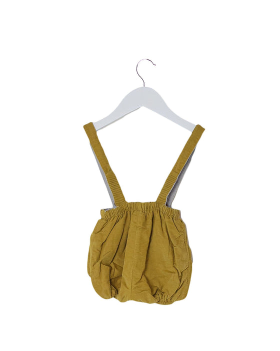 A Yellow Overall Shorts from Cyrillus in size 0-3M for neutral. (Back View)