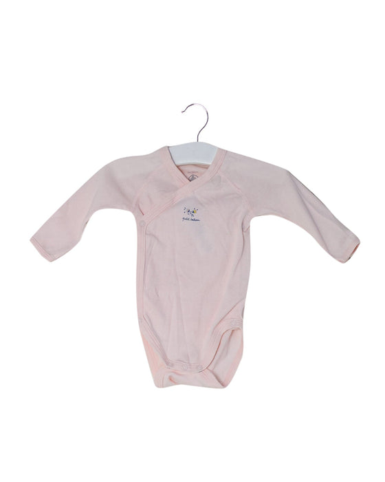 A Pink Long Sleeve Bodysuits from Petit Bateau in size 0-3M for girl. (Front View)
