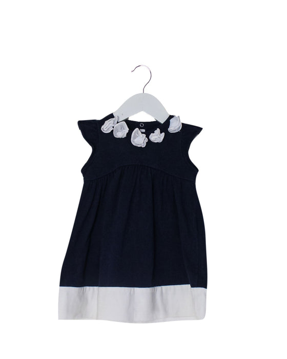 A Navy Sleeveless Dresses from Il Gufo in size 6-12M for girl. (Back View)