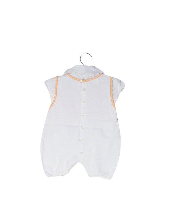 A White Short Sleeve Rompers from Chickeeduck in size 6-12M for girl. (Back View)
