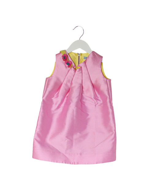 A Pink Sleeveless Dresses from MiMiSol in size 4T for girl. (Front View)