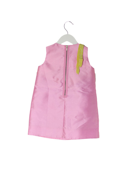 A Pink Sleeveless Dresses from MiMiSol in size 4T for girl. (Back View)