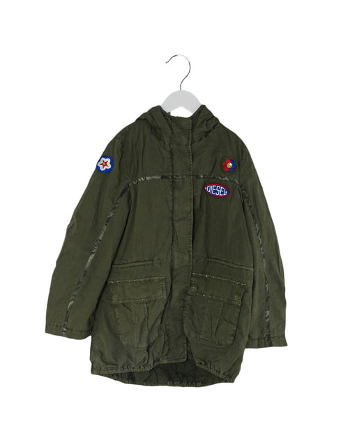 A Green Lightweight Jackets from Diesel in size 8Y for girl. (Front View)