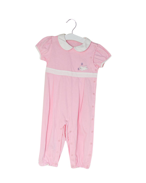 A Pink Short Sleeve Jumpsuits from Chickeeduck in size 6-12M for girl. (Front View)