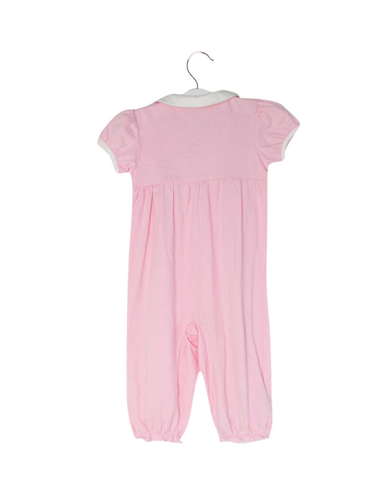 A Pink Short Sleeve Jumpsuits from Chickeeduck in size 6-12M for girl. (Back View)