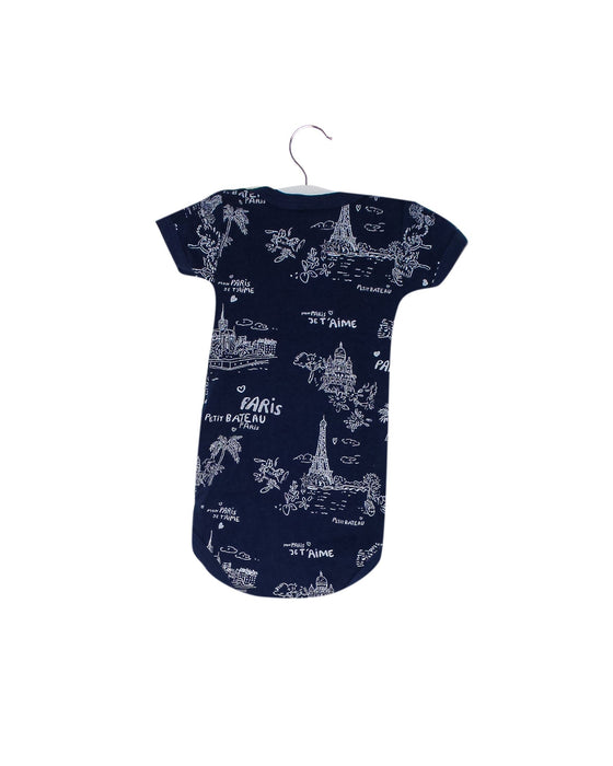 A Navy Short Sleeve Bodysuits from Petit Bateau in size 0-3M for neutral. (Back View)