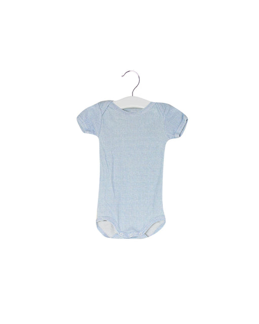A Blue Short Sleeve Bodysuits from Petit Bateau in size 3-6M for boy. (Front View)