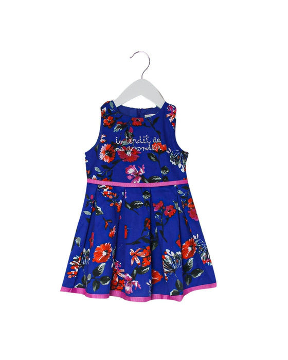 A Blue Sleeveless Dresses from Interdit de me Gronder in size 12-18M for girl. (Front View)