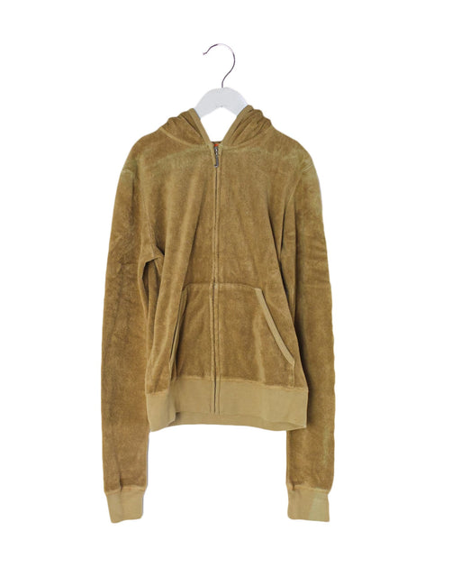 A Brown Zippered Sweatshirts from Juicy Couture in size 6T for girl. (Front View)