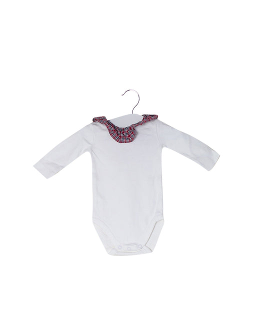A White Long Sleeve Bodysuits from Jacadi in size 0-3M for girl. (Front View)
