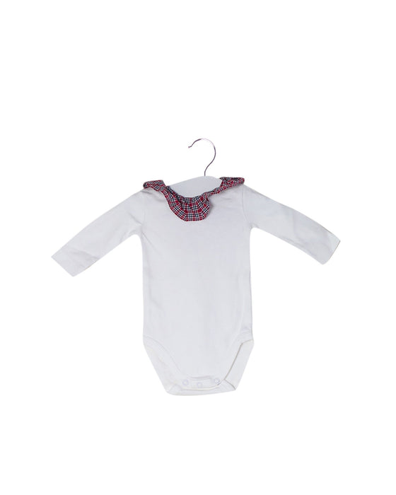 A White Long Sleeve Bodysuits from Jacadi in size 0-3M for girl. (Front View)